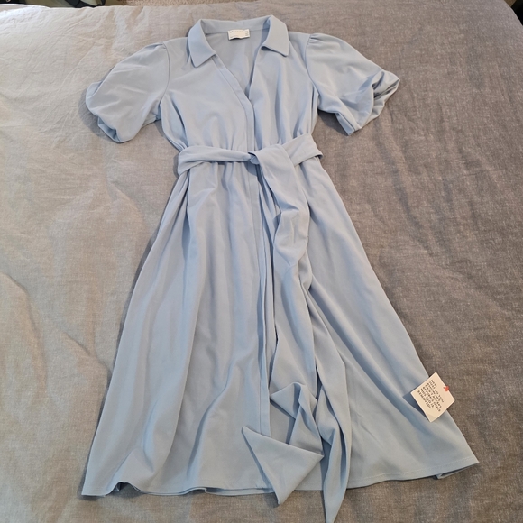 ASOS Dresses & Skirts - ASOS Light Blue Midi Dress with Belt